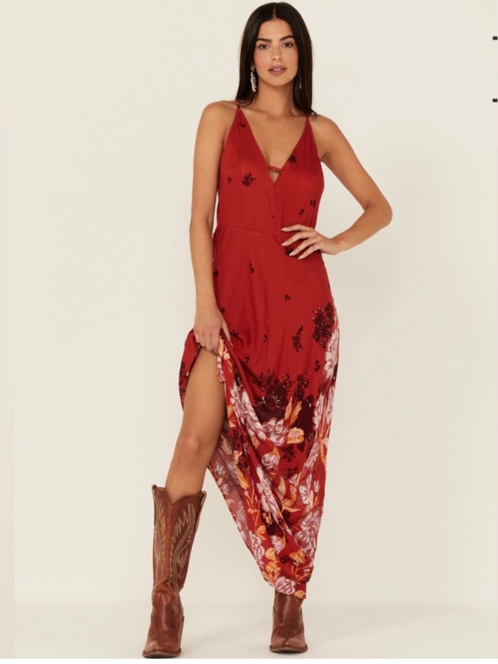 Free People “Get To You” Floral Maxi Dress with Adjustable Straps